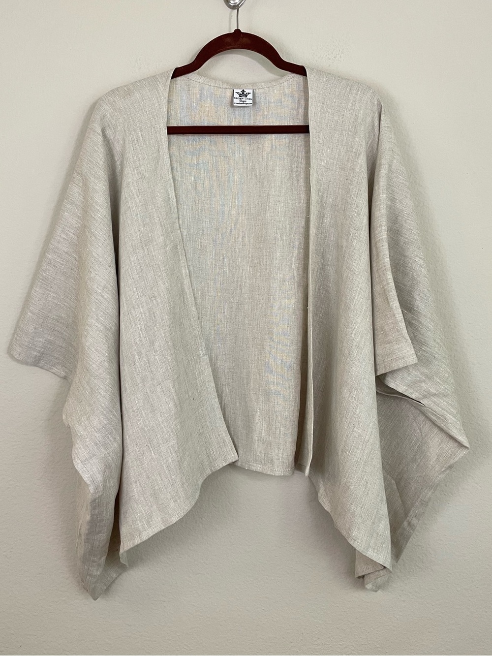 Crown Linen Designs Natural Oversized Short Kimono One Size Lagenlook